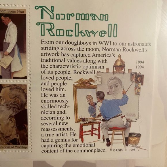 Vintage Norman Rockwell framed artwork 5 stamps collection 1994 - Picture 10 of 12